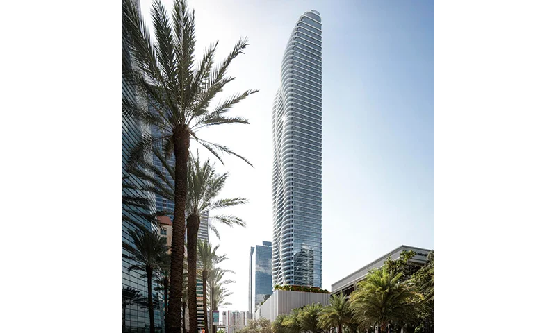 Full exterior view of 1428 Brickell Residences
