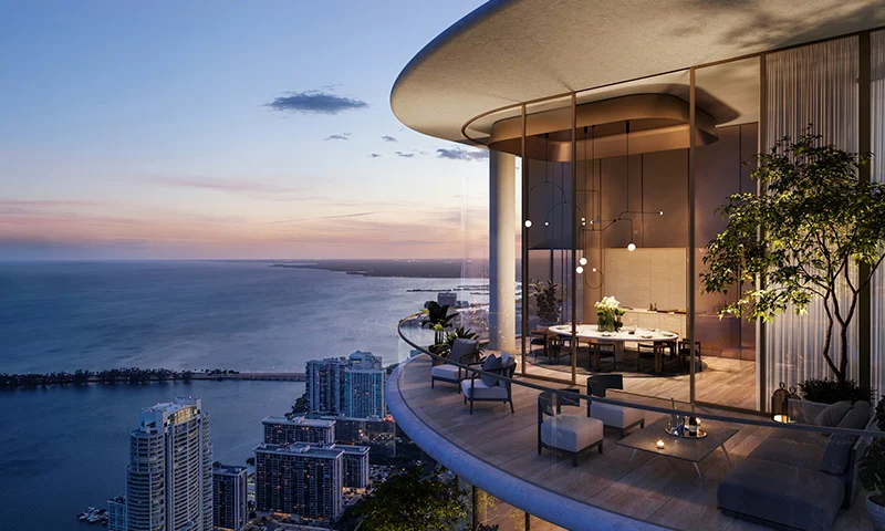 Private balcony at 1428 Brickell