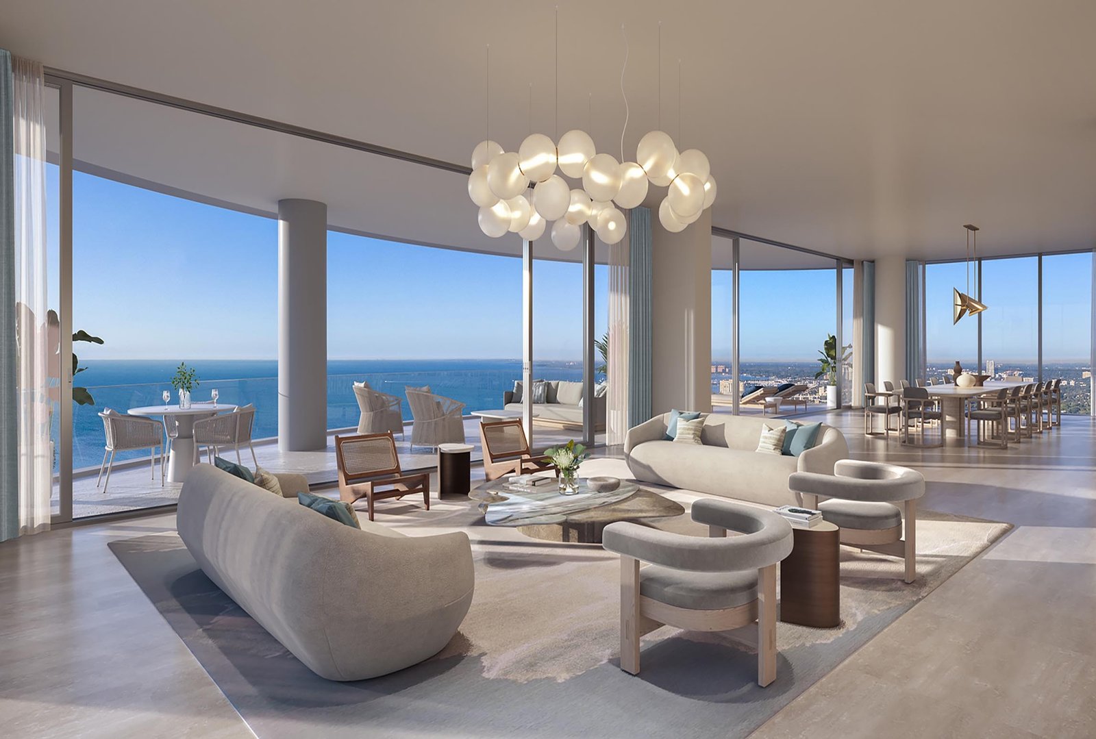 Elegant living room at St. Regis Residences Miami